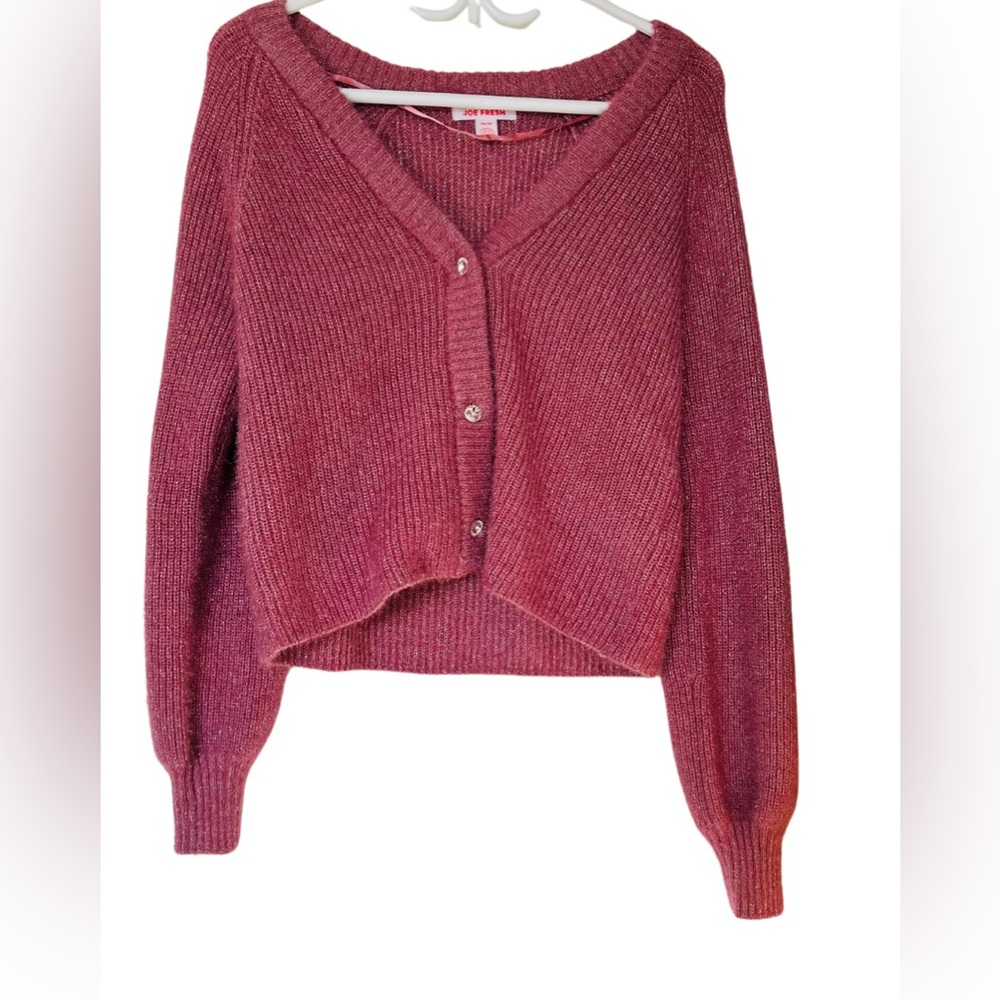 Sparkly Cardigan 
Size: XS
Dusty Rose Color
Smoke-free home